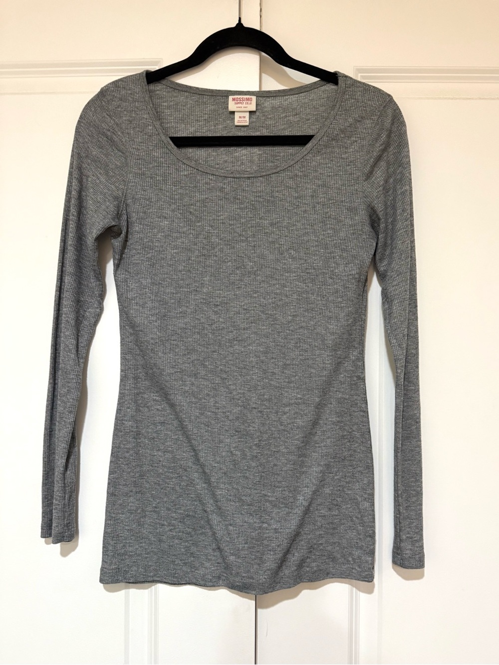 Mossimo Supply Co. Ribbed Scoop Neck Long Sleeve Top - Heather Gray